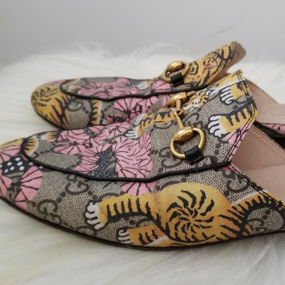 Gucci Princetown Horsebit Mules Canvas GG Tiger si - Picture 3 of 6